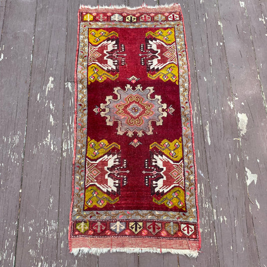 Vintage Rug, 1' 9 x 3' 9 Red