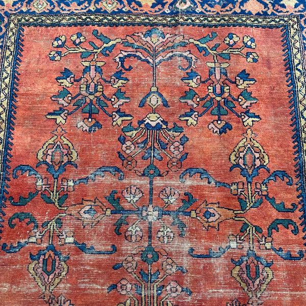 Vintage Rug, 3' 10 x 4' 5 Red Orange