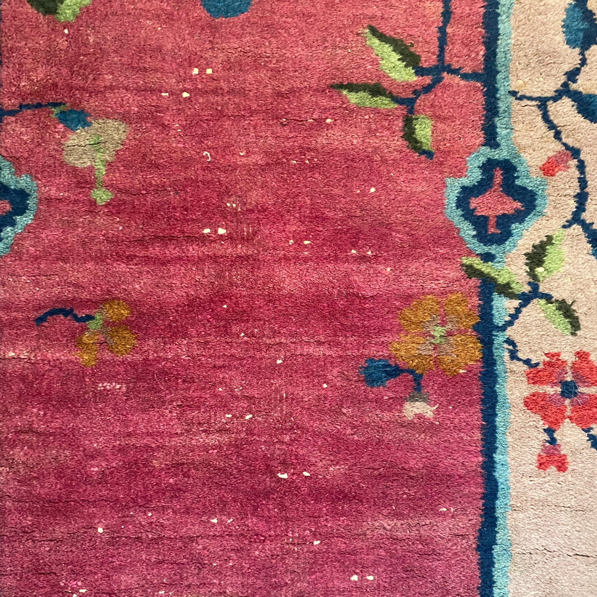 Chinese Nichols Rug, 2' x 3' 8 Vintage Dark Fuchsia - Jessie's Oriental Rugs