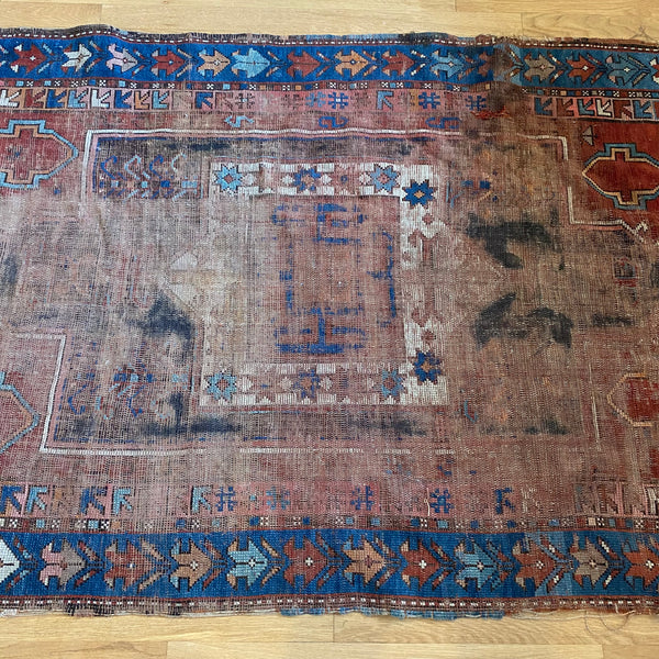 Antique Rug, 3' 6 x 5' 8 Red Brown