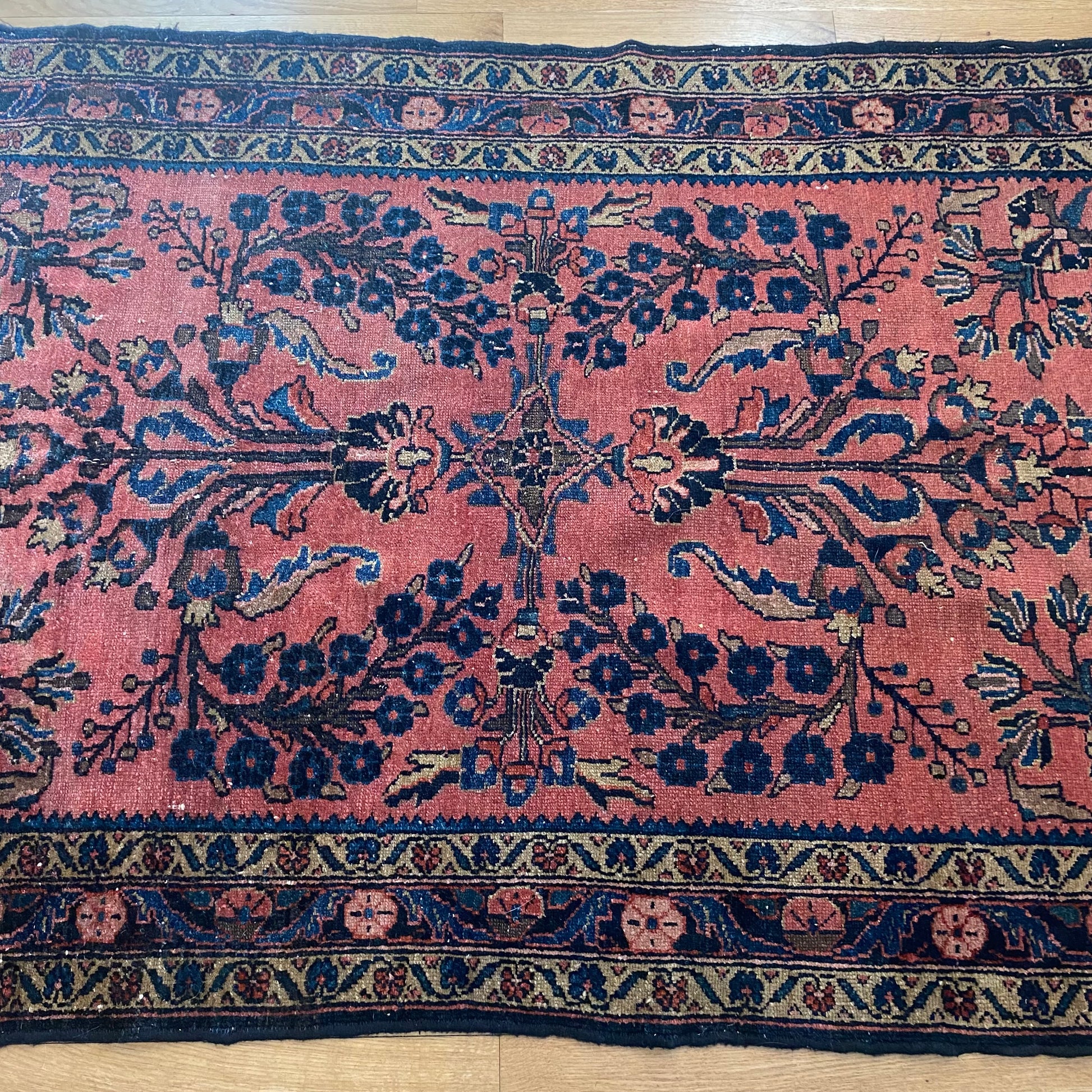 Persian Lilihan rug, 3' 6 x 4' 9 Vintage Dark Rose - Jessie's Oriental Rugs