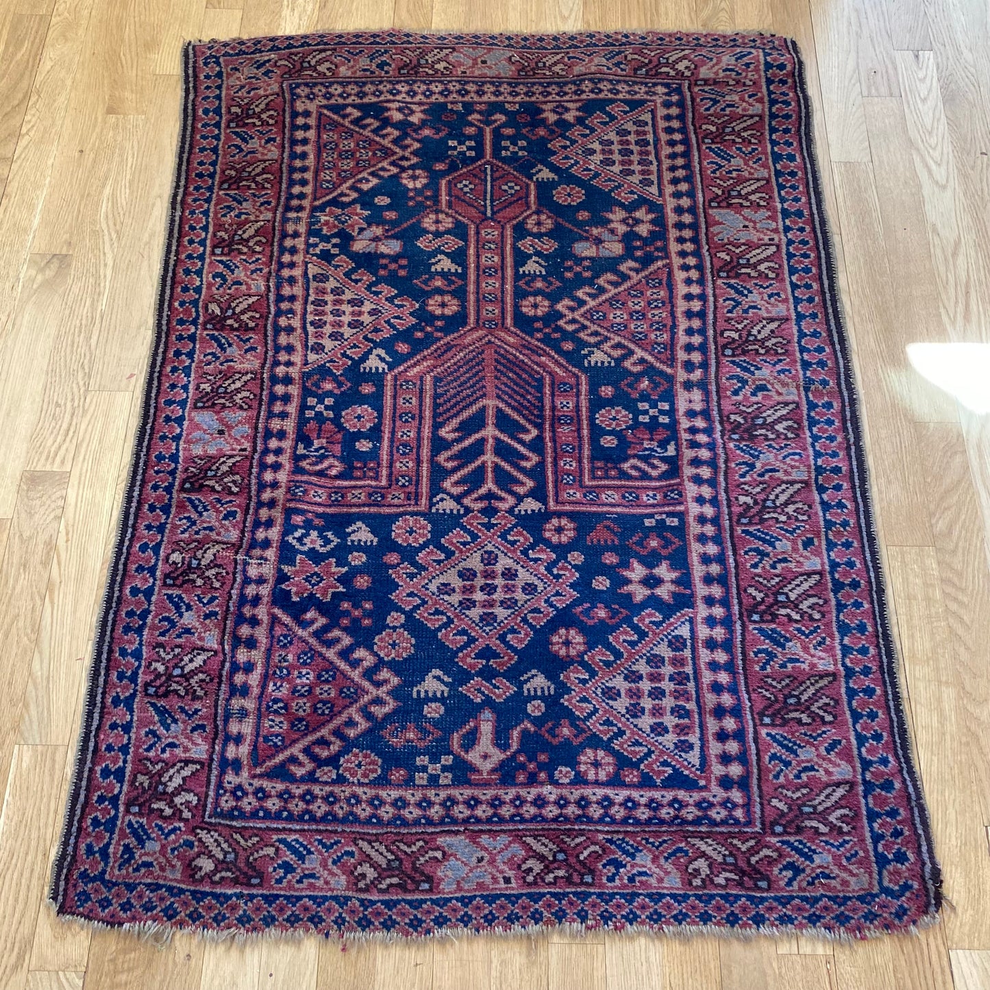 Vintage Rug, 3' x 4' 1 Blue Turkish