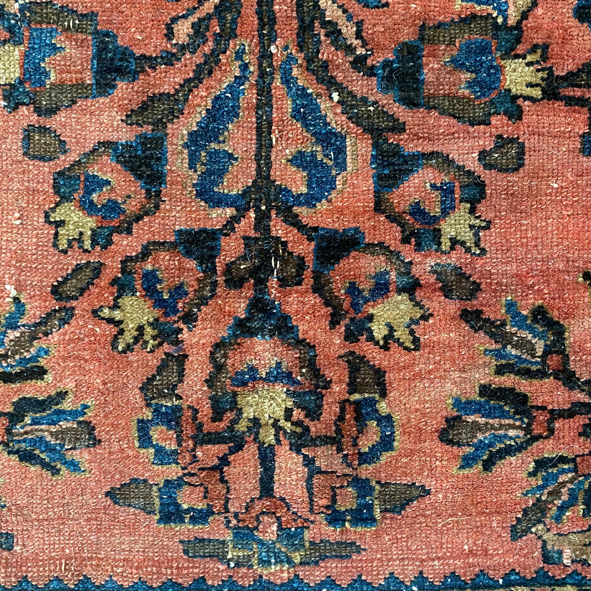 Persian Lilihan rug, 3' 6 x 4' 9 Vintage Dark Rose - Jessie's Oriental Rugs