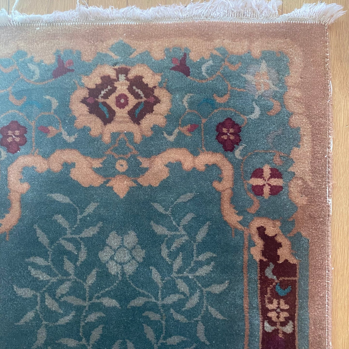 Art Deco Chinese Rug, 2' x 4' 1 Blue Vintage