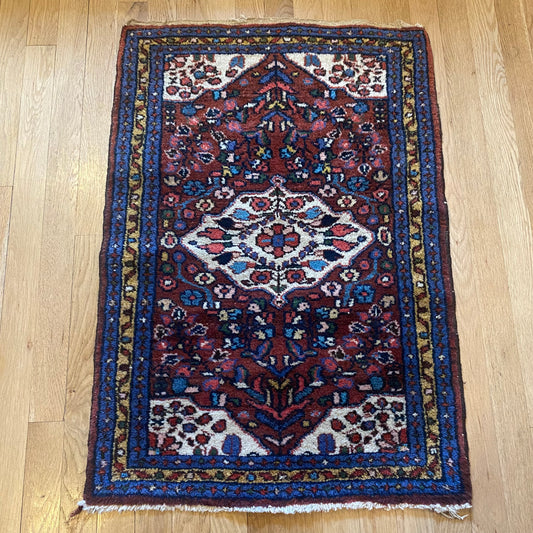 Vintage Rug, 2' x 2' 11 Red Brown