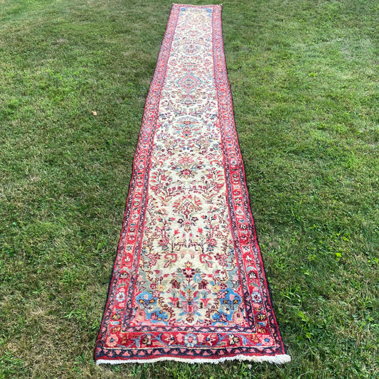 Vintage Rug, 2' 4 x 16' 11 White