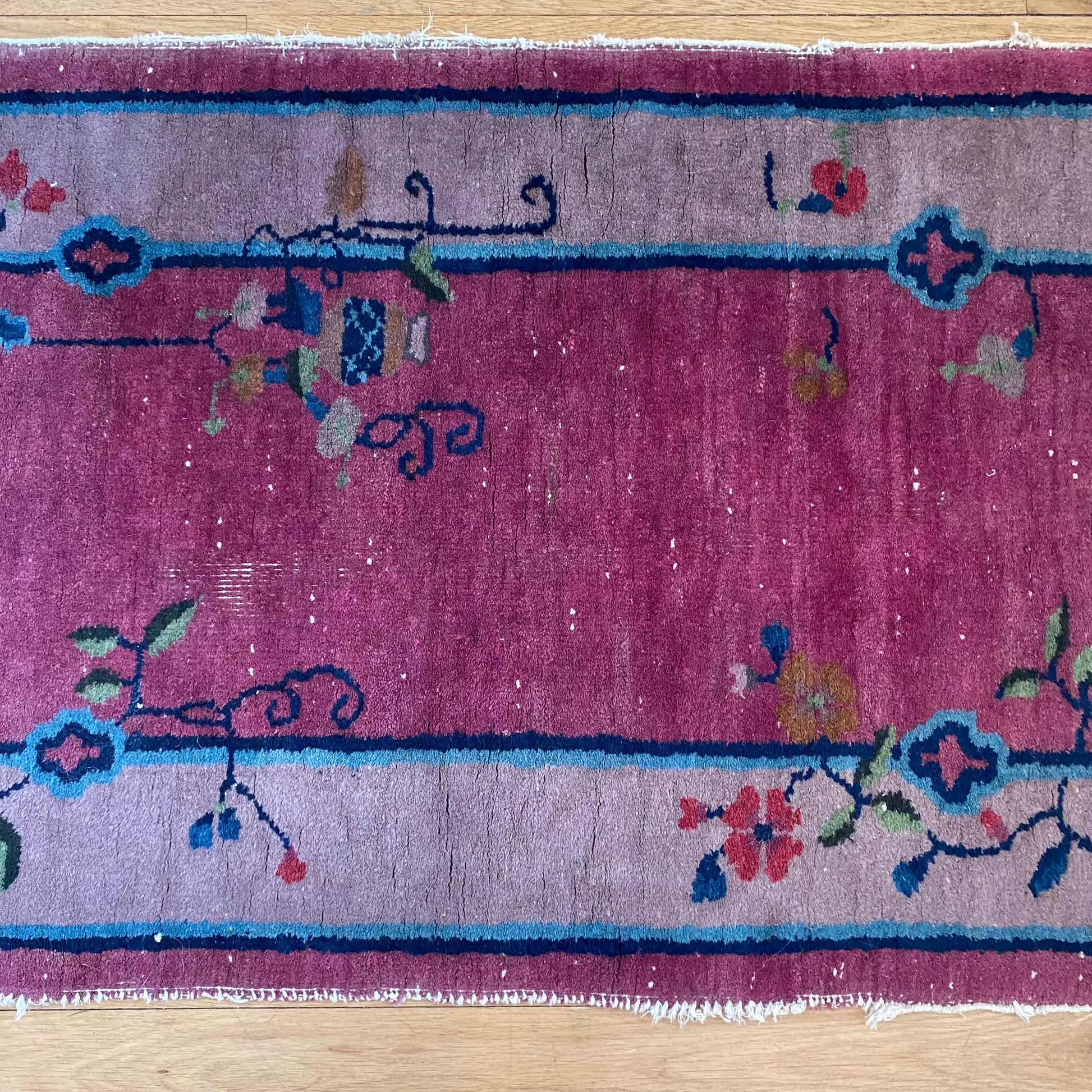 Chinese Nichols Rug, 2' x 3' 8 Vintage Dark Fuchsia - Jessie's Oriental Rugs