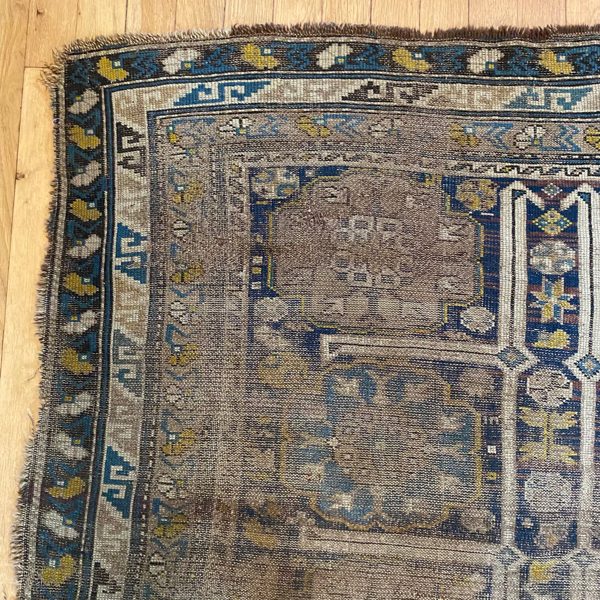 Antique Rug, 3' 9 x 5' 11 Blue Caucasian