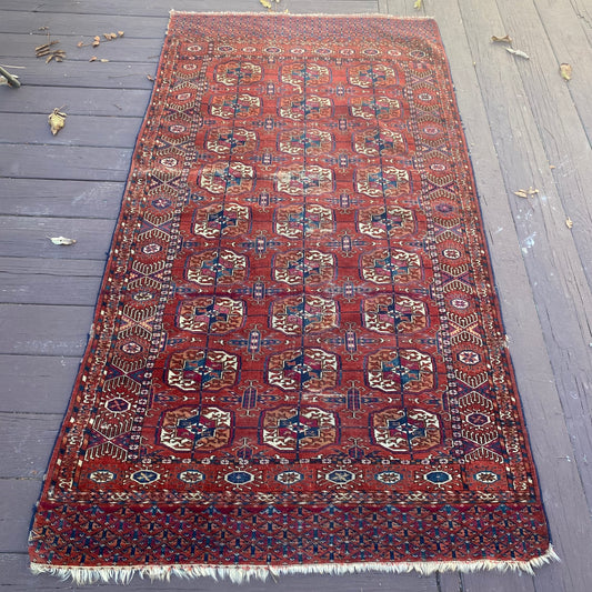Antique Rug, 3' 3 x 6' 4 Red Brown