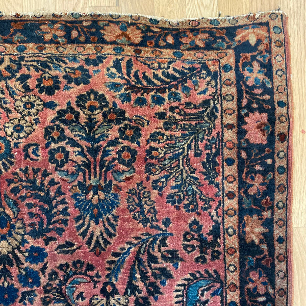 Vintage Rug, 3' 4 x 4' 9 Pink