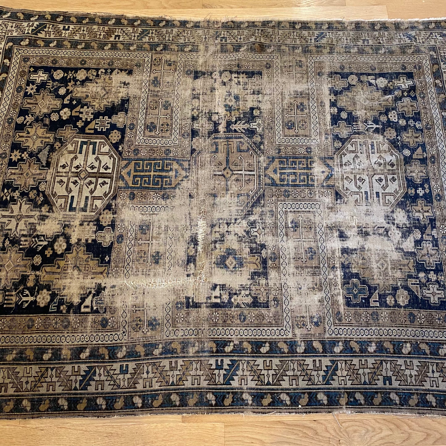 Antique Rug, 4' 2 x 5' 3 Blue