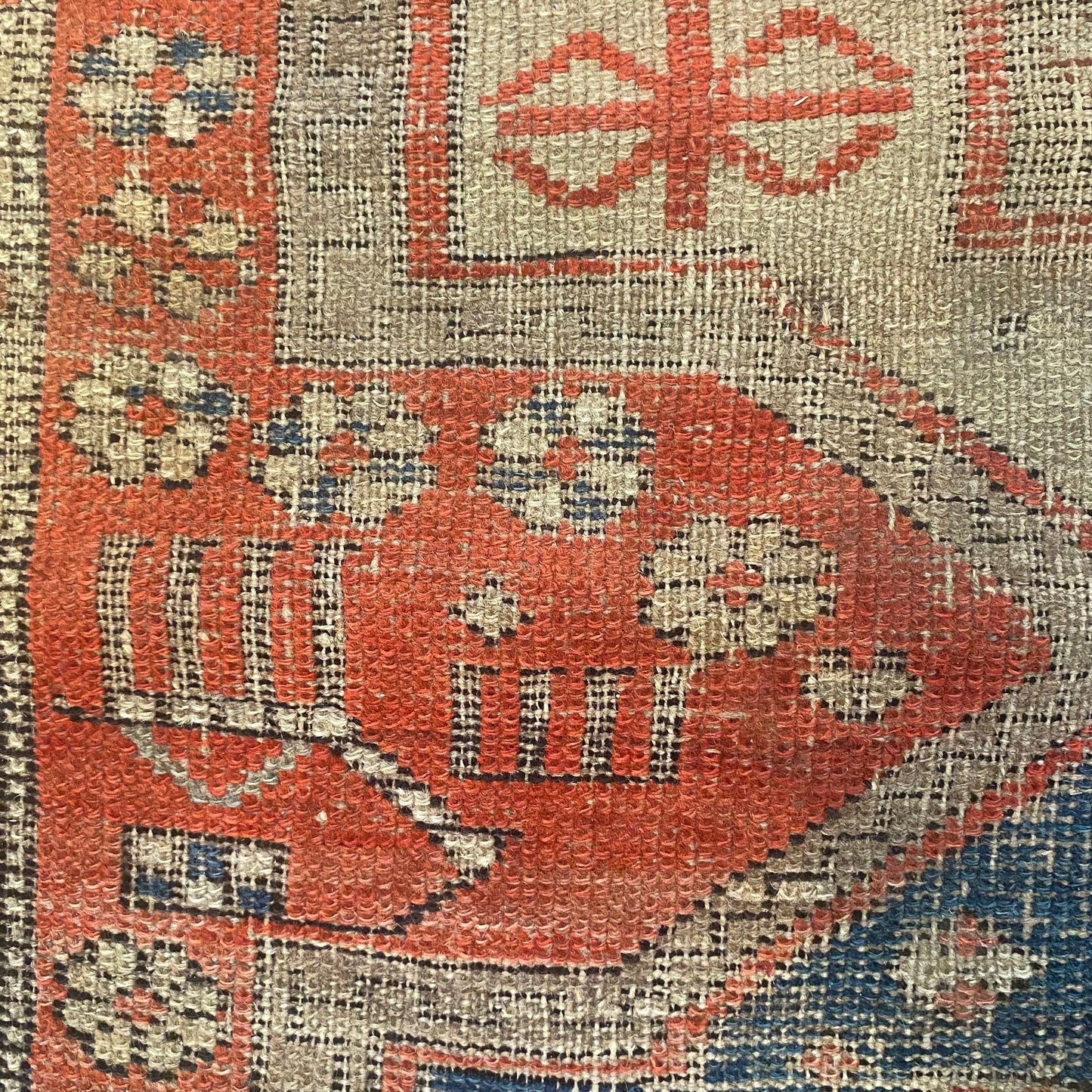 Antique Rug, 3' 9 x 4' 4 Red Orange