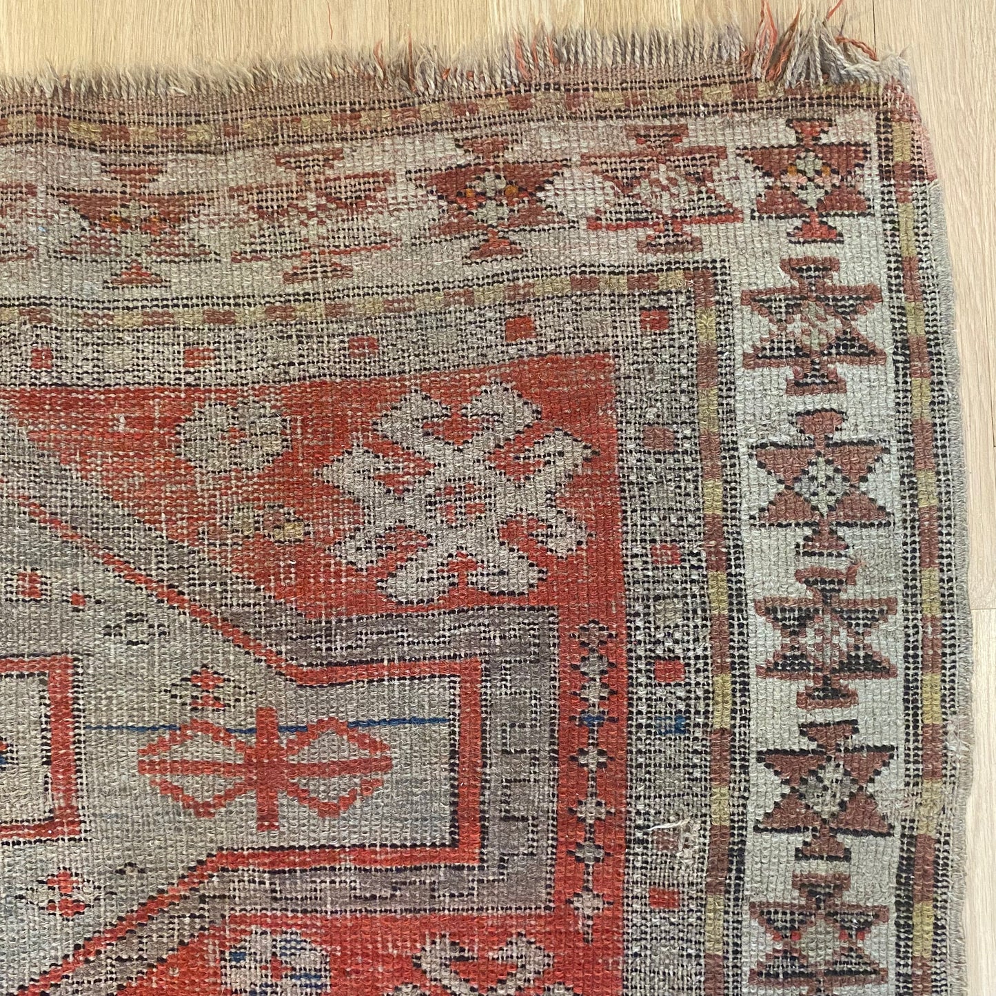 Antique Rug, 3' 9 x 4' 4 Red Orange