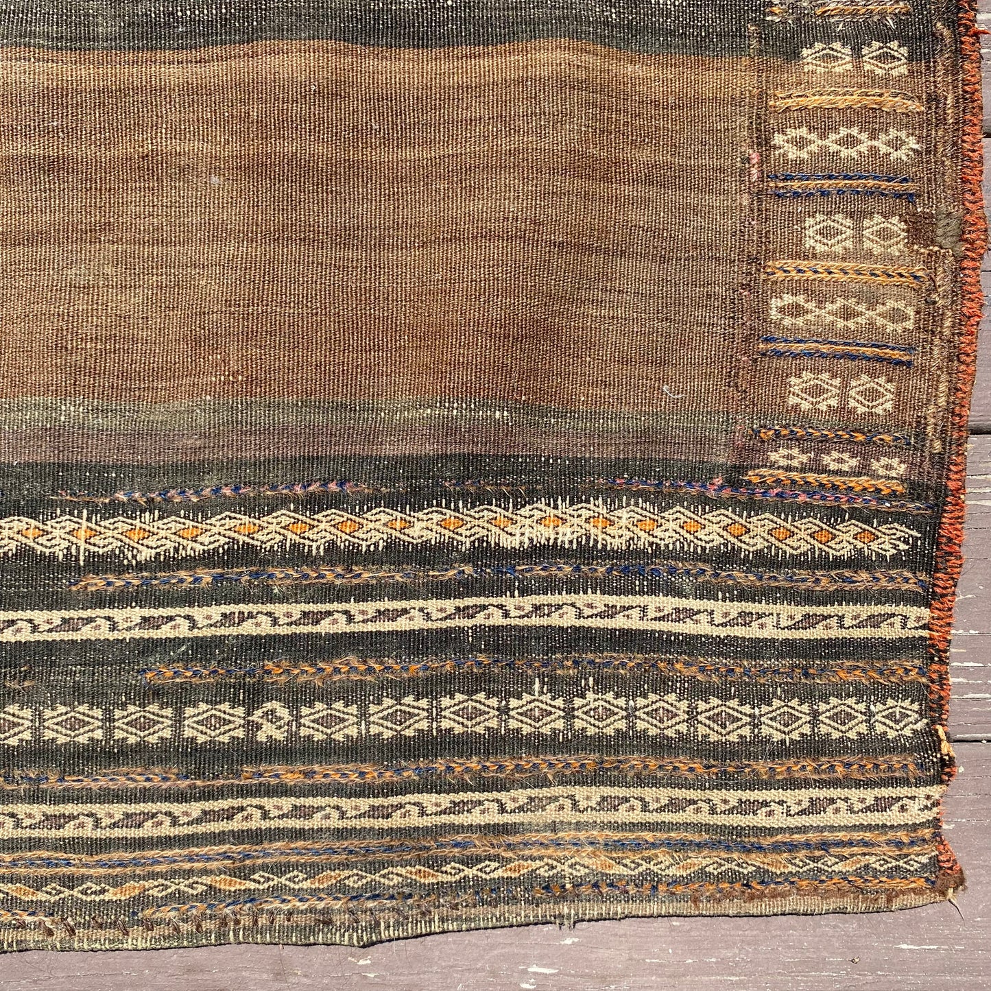 Vintage Flatweave, 3' 4 x 3' 3 Brown