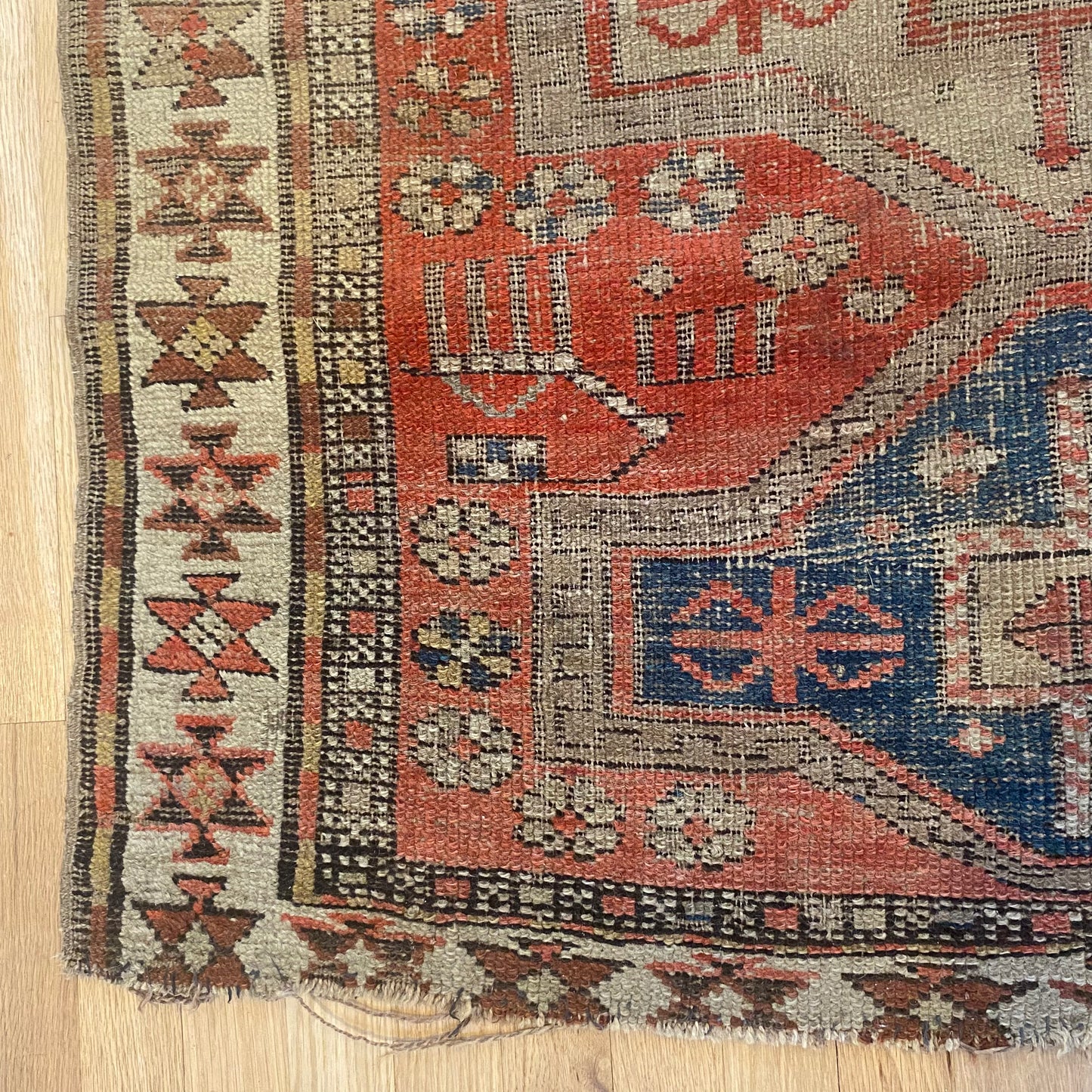 Antique Rug, 3' 9 x 4' 4 Red Orange