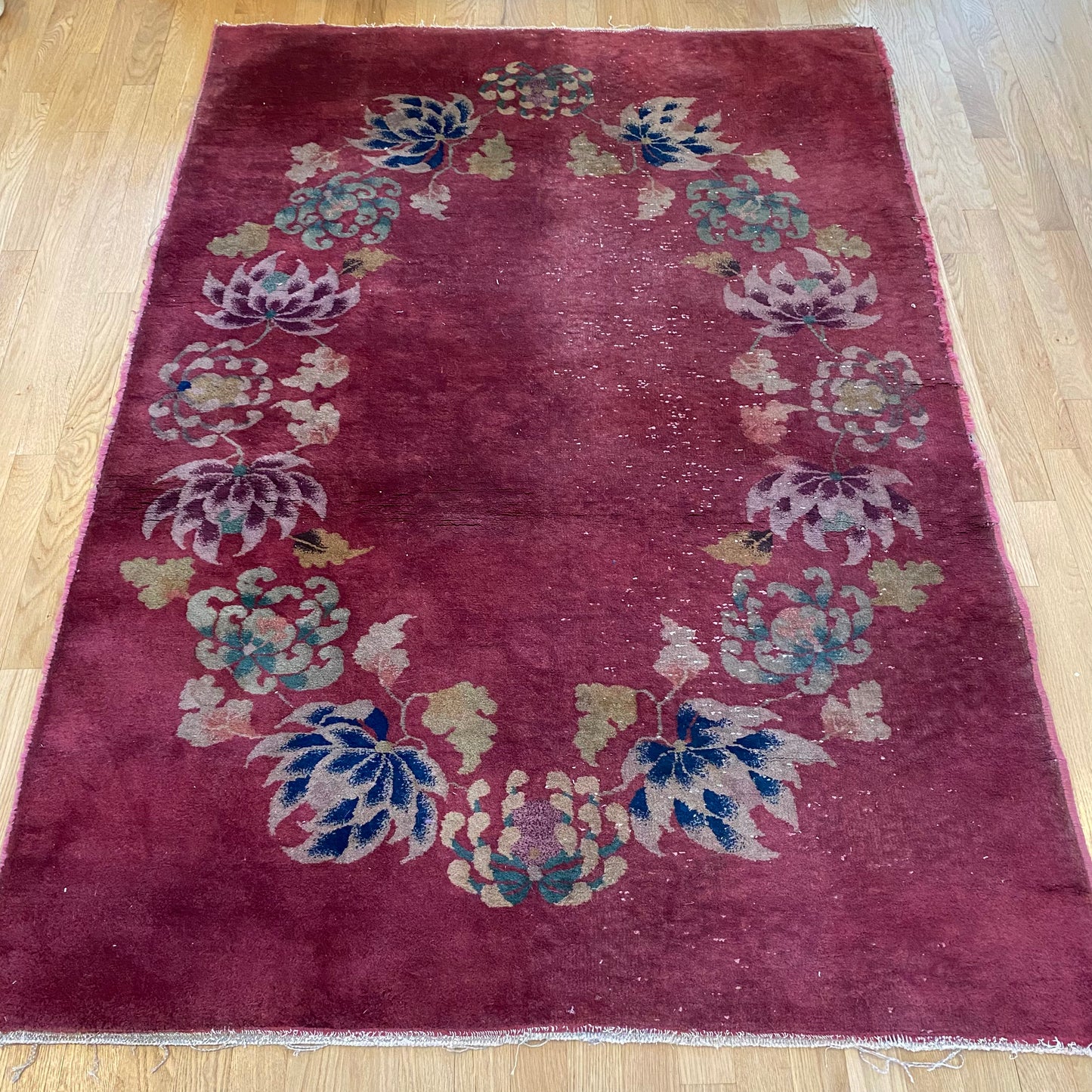 Chinese Art Deco Rug, 4' 1 x 5' 9 Vintage Pink - Jessie's Oriental Rugs