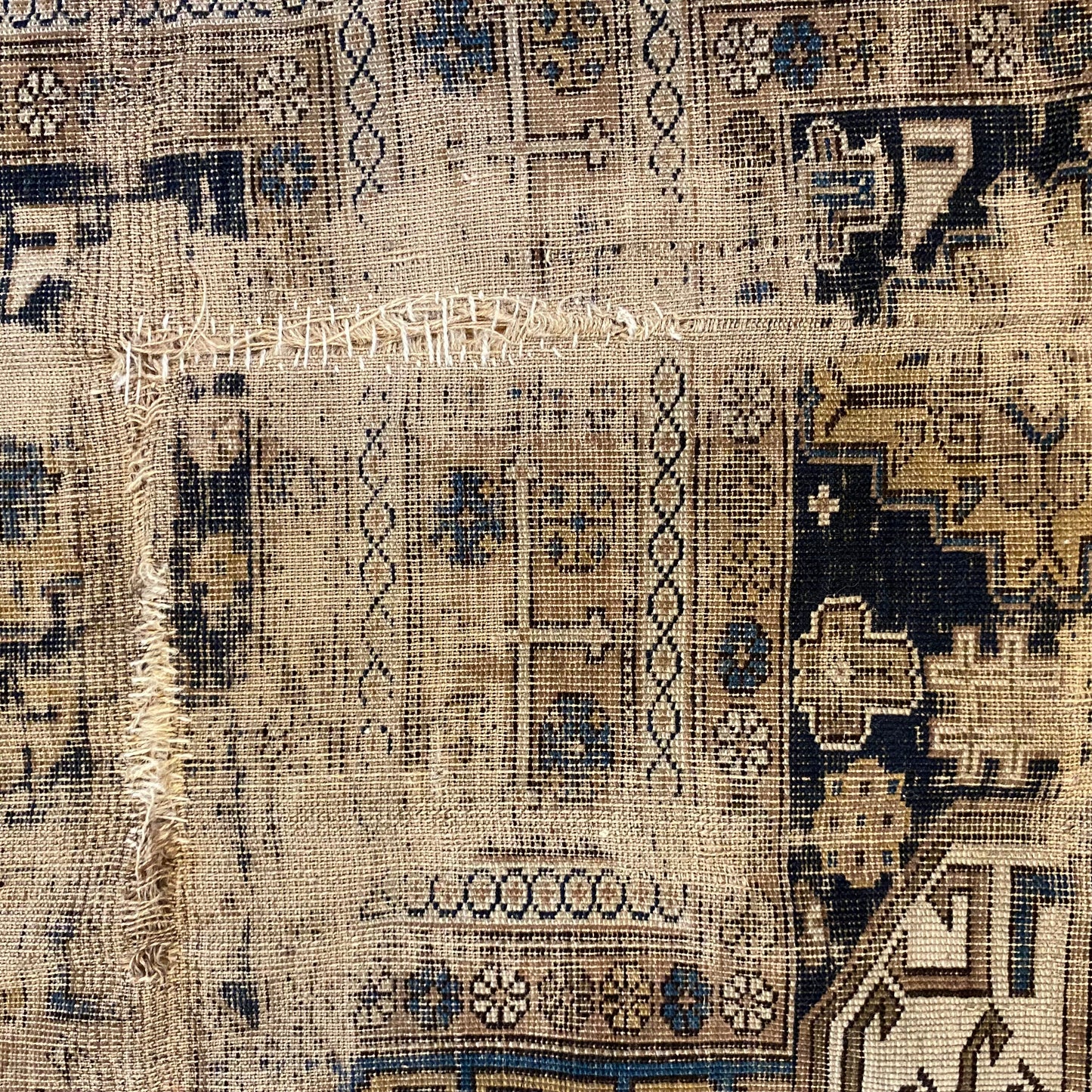 Antique Rug, 4' 2 x 5' 3 Blue