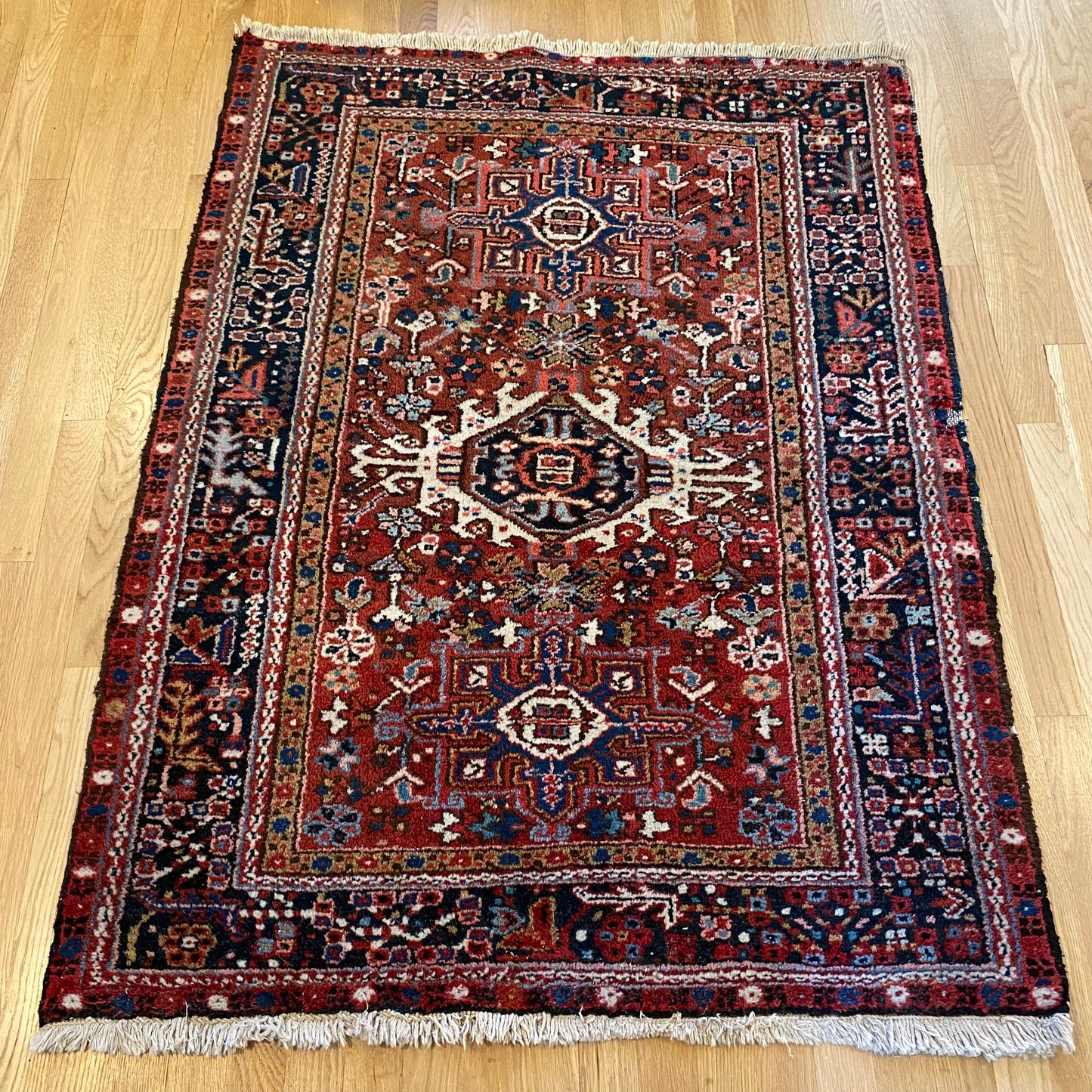 Vintage Rug, 3' 4 x 4' 8 Red
