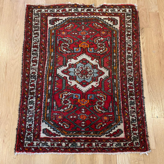 Vintage Rug, 2' x 2' 7 Red