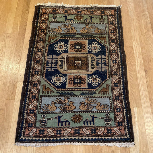 Vintage Rug, 2' 5 x 3' 10 Green