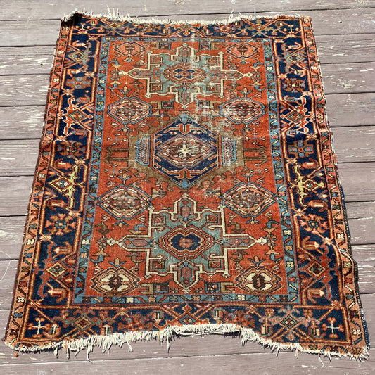 Vintage Rug, 3' 4 x 4' 2 Orange