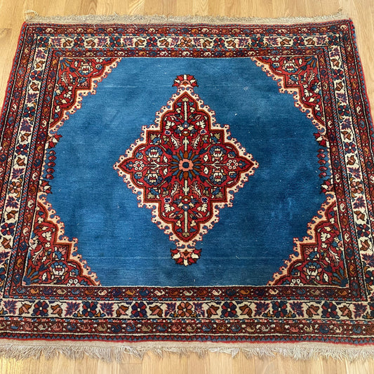 Vintage Rug, 3' 11 x 3' 8 Blue