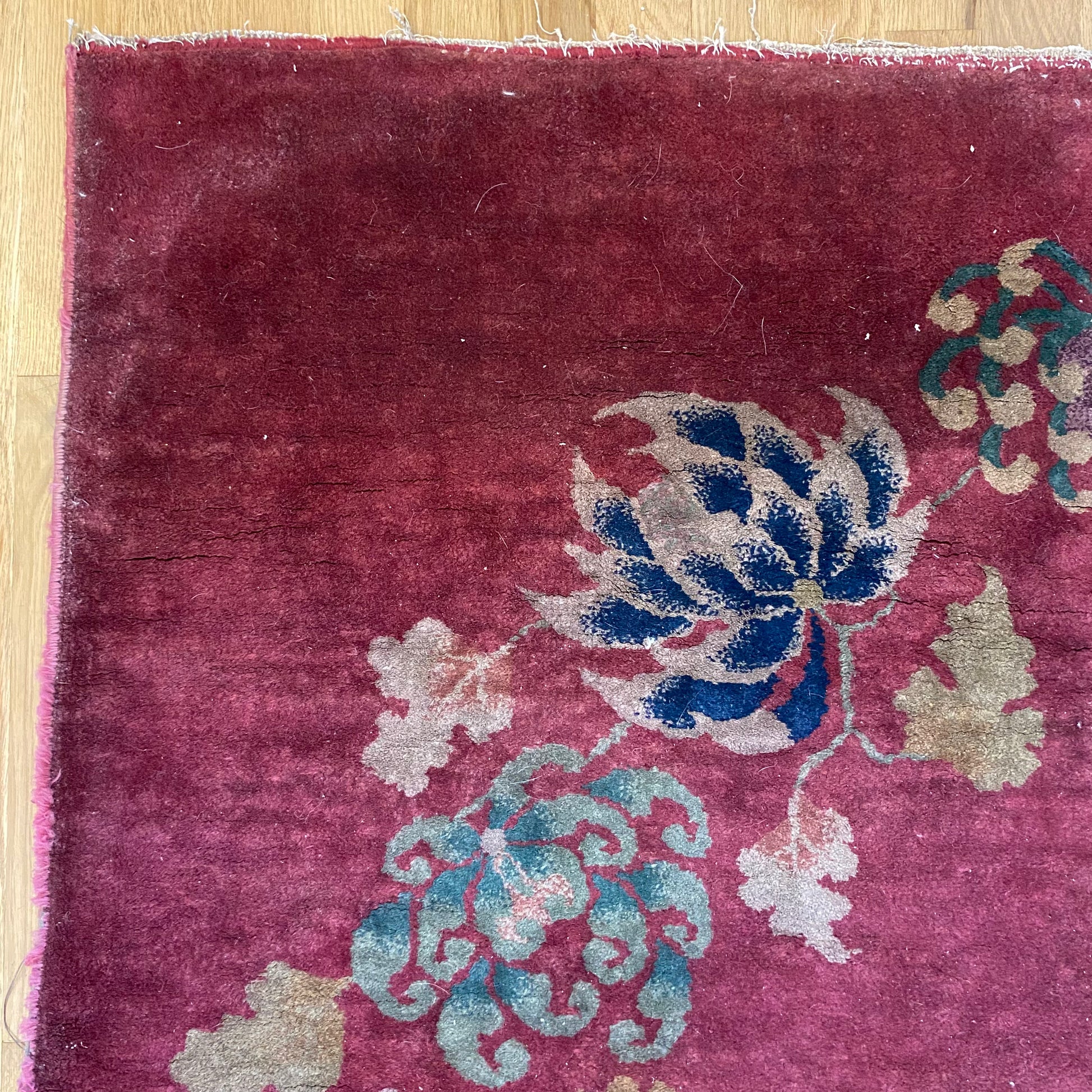 Chinese Art Deco Rug, 4' 1 x 5' 9 Vintage Pink - Jessie's Oriental Rugs