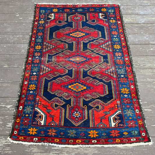 Vintage Rug, 3' 3 x 5' Blue