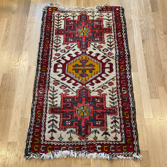 Vintage Rug, 2' 3 x 3' 11 White