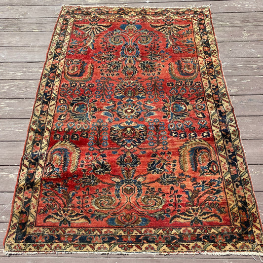 Vintage Rug, 3' 9 x 5' 6 Dark Pink