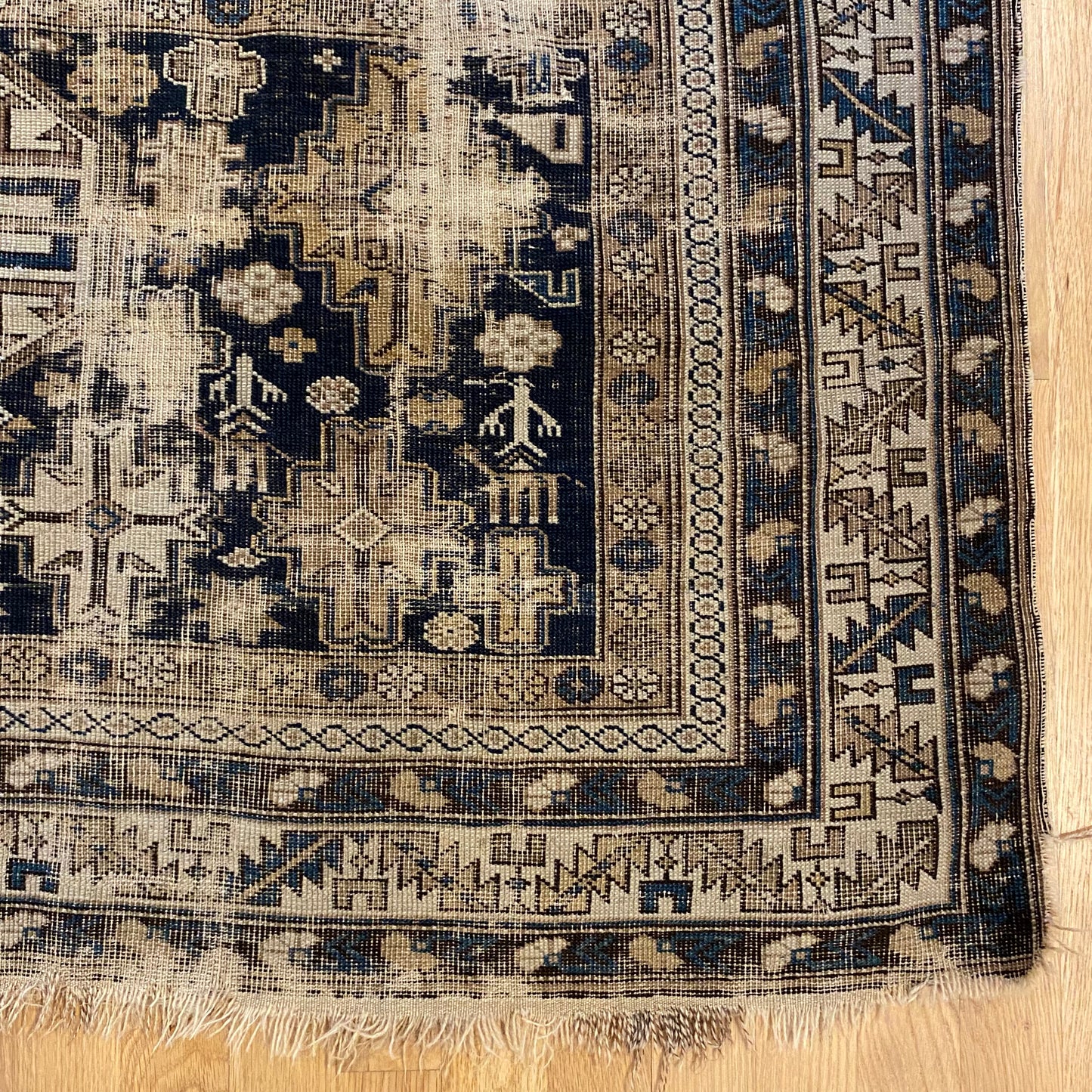 Antique Rug, 4' 2 x 5' 3 Blue