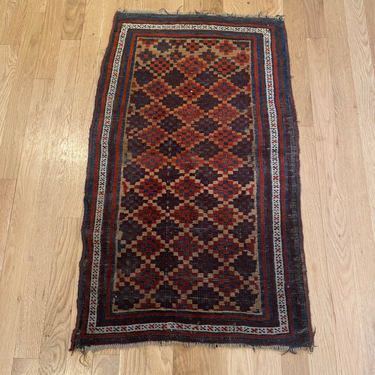Vintage Rug, 1' 9 x 3' Tan