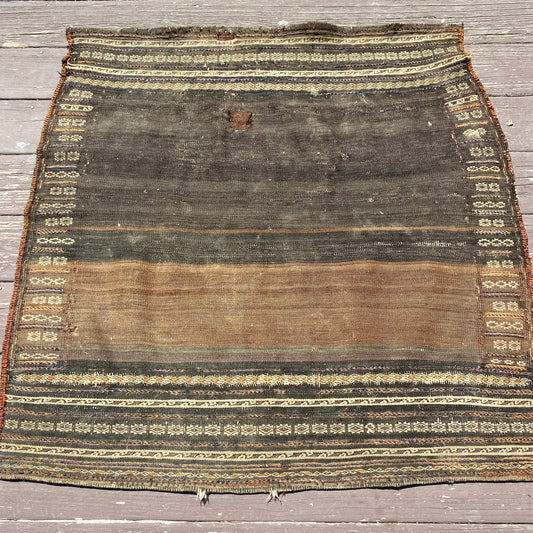 Vintage Flatweave, 3' 4 x 3' 3 Brown