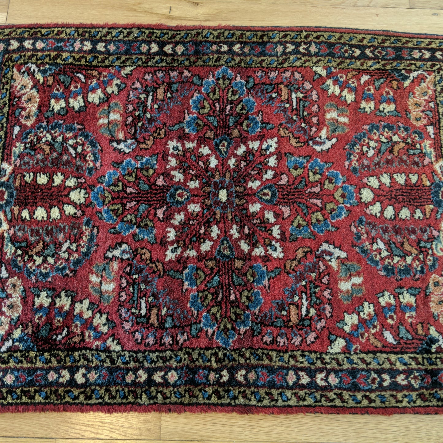 Vintage Rug, 2' x 2' 8 Red Purple