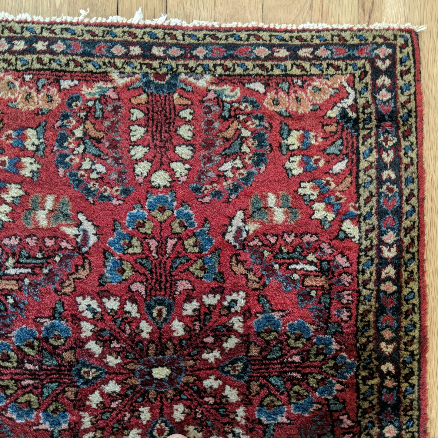 Vintage Rug, 2' x 2' 8 Red Purple