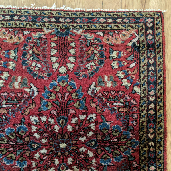 Vintage Rug, 2' x 2' 8 Red Purple