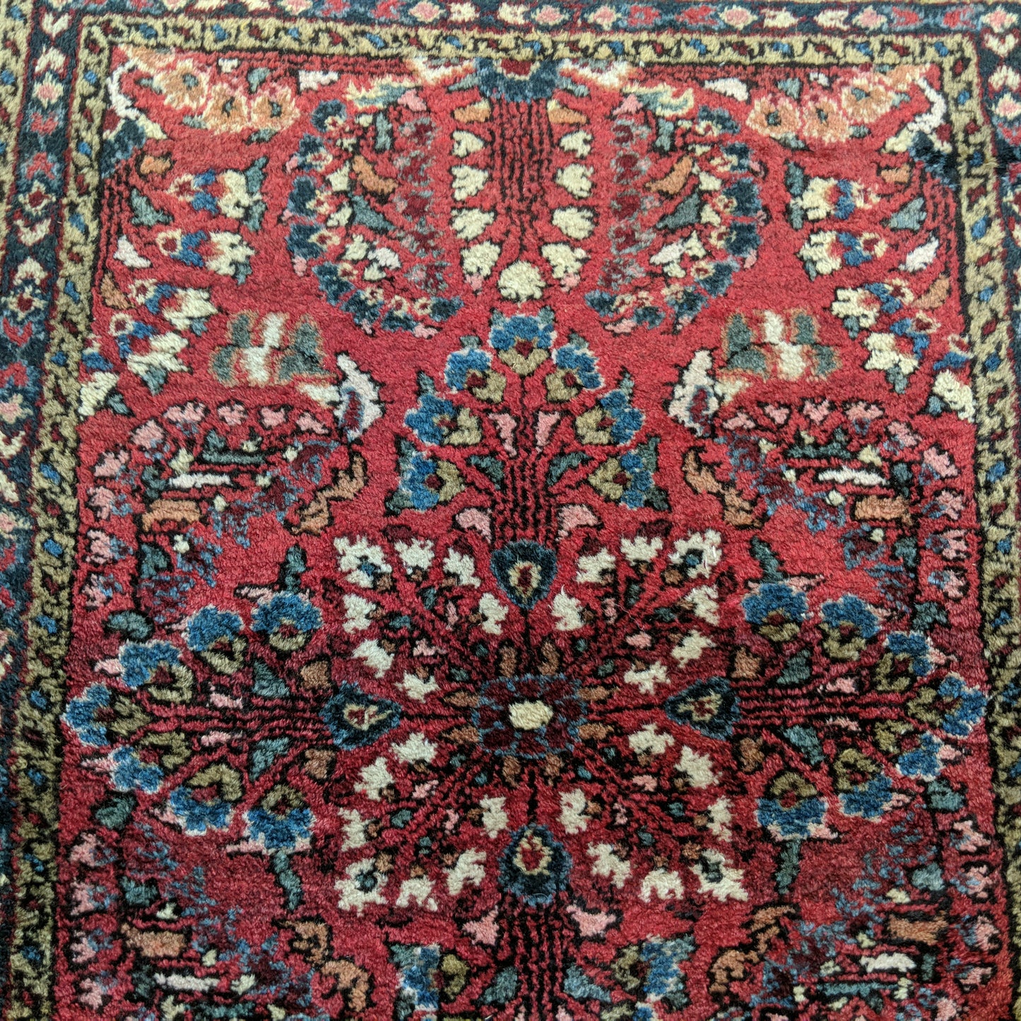 Vintage Rug, 2' x 2' 8 Red Purple