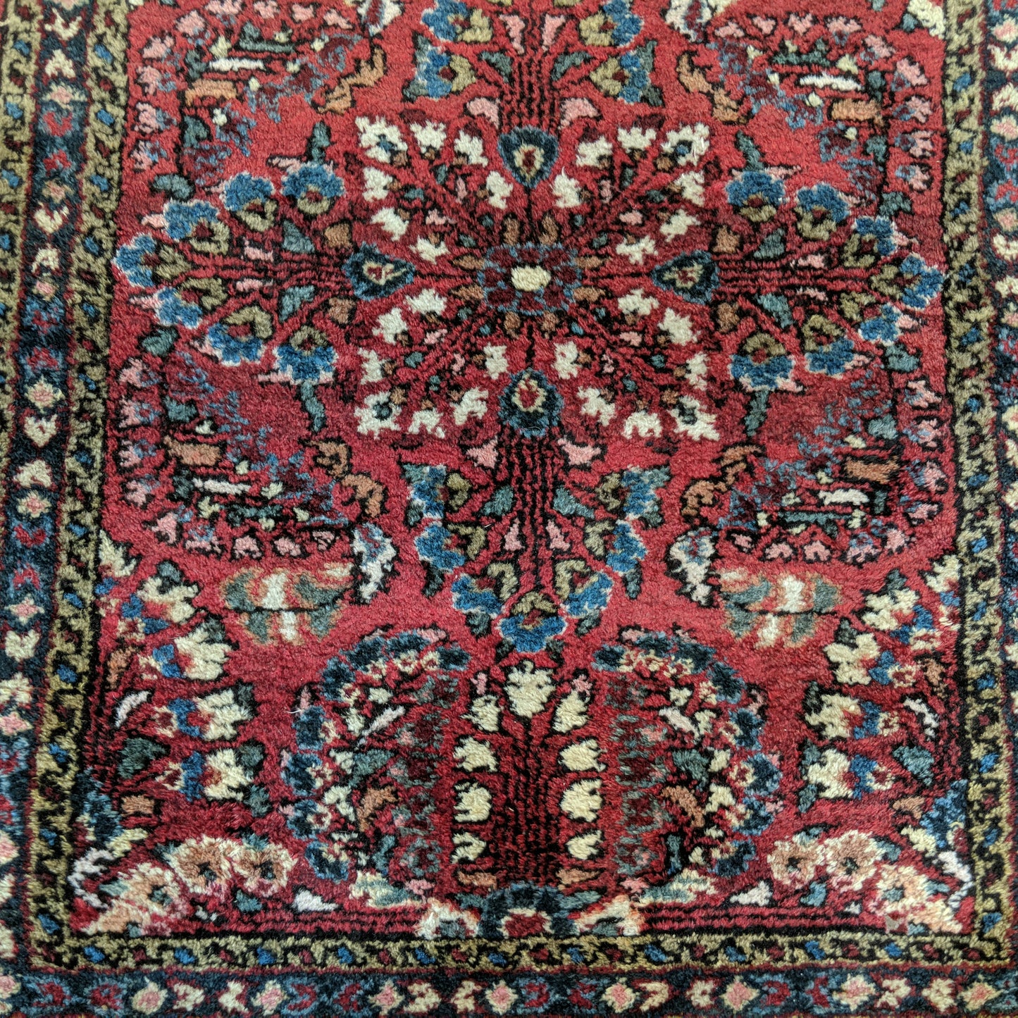 Vintage Rug, 2' x 2' 8 Red Purple
