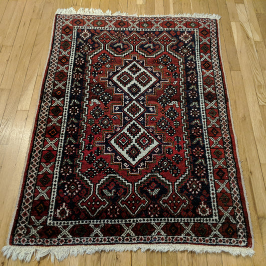 Vintage Rug, 3' 3 x 4' 8 Blue Tribal - Jessie's Oriental Rugs