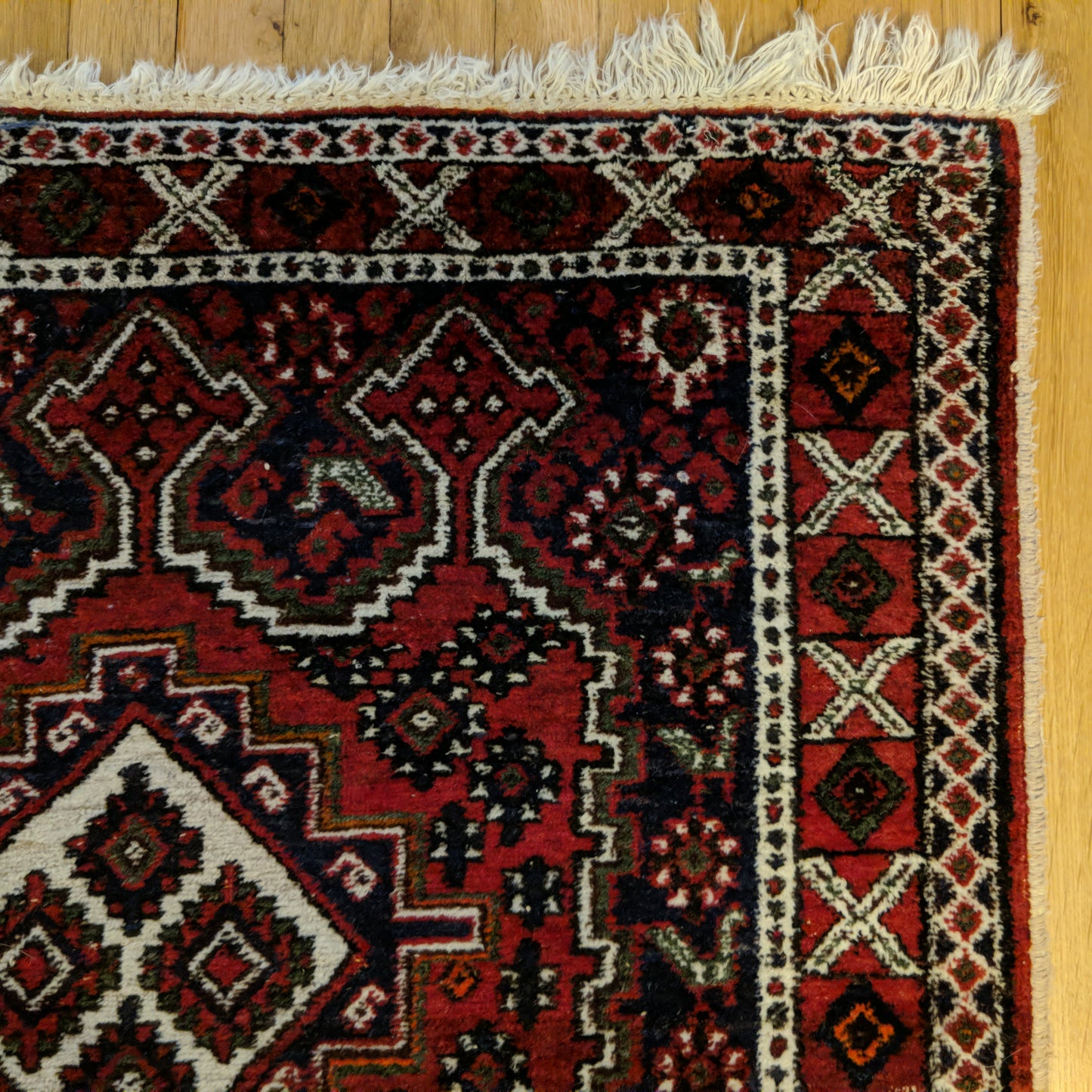 Vintage Rug, 3' 3 x 4' 8 Blue Tribal - Jessie's Oriental Rugs