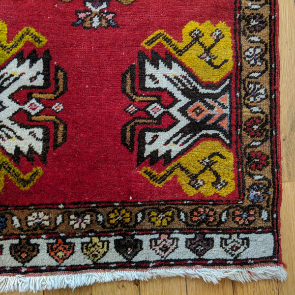 Turkish Rug, 1' 6 x 3' Red Yastik