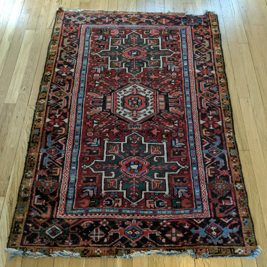 Vintage Rug, 3' 2 x 4' 7 Red Tribal