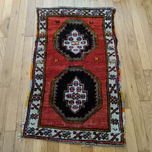 Turkish Rug, 1' 10 x 3' 1 Red Yastik