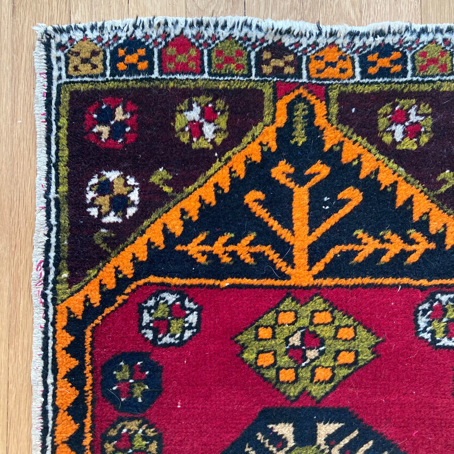Turkish Rug, 1' 9 x 3' Red Yastik