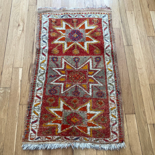 Turkish Rug, 1' 8 x 3' 1 Red Brown Yastik - Jessie's Oriental Rugs