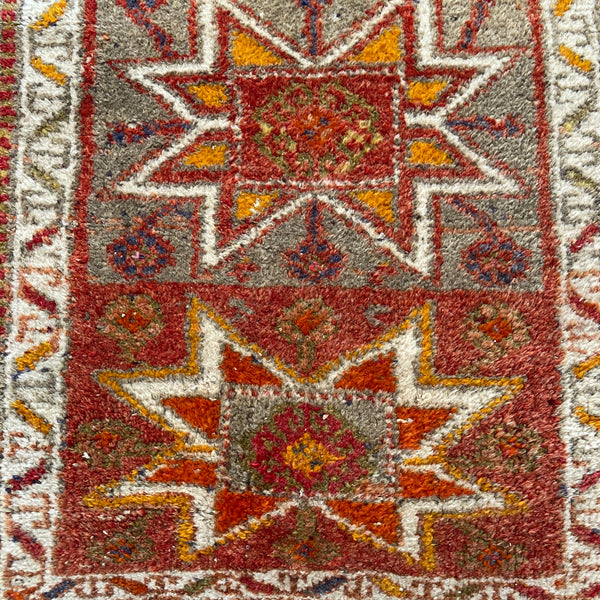 Turkish Rug, 1' 8 x 3' 1 Red Brown Yastik