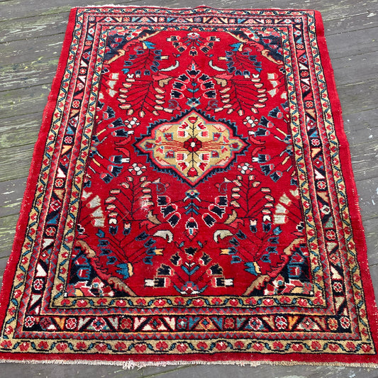 Vintage Rug, 3' 8 x 4' 11 Red