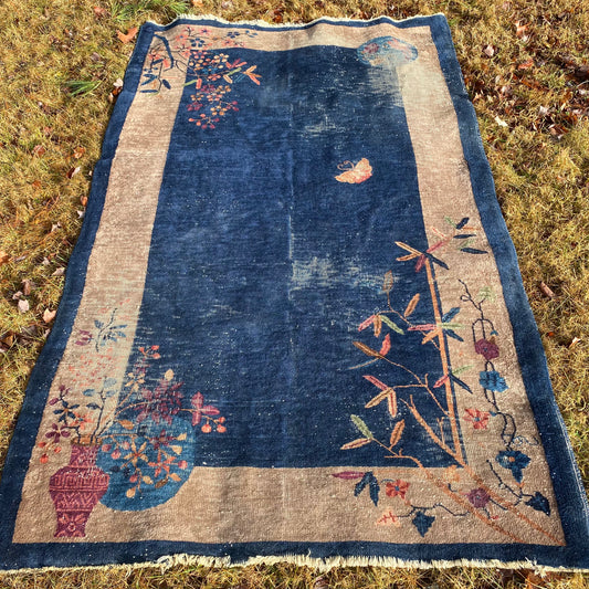 Vintage Rug, 4' x 6' 8 Blue
