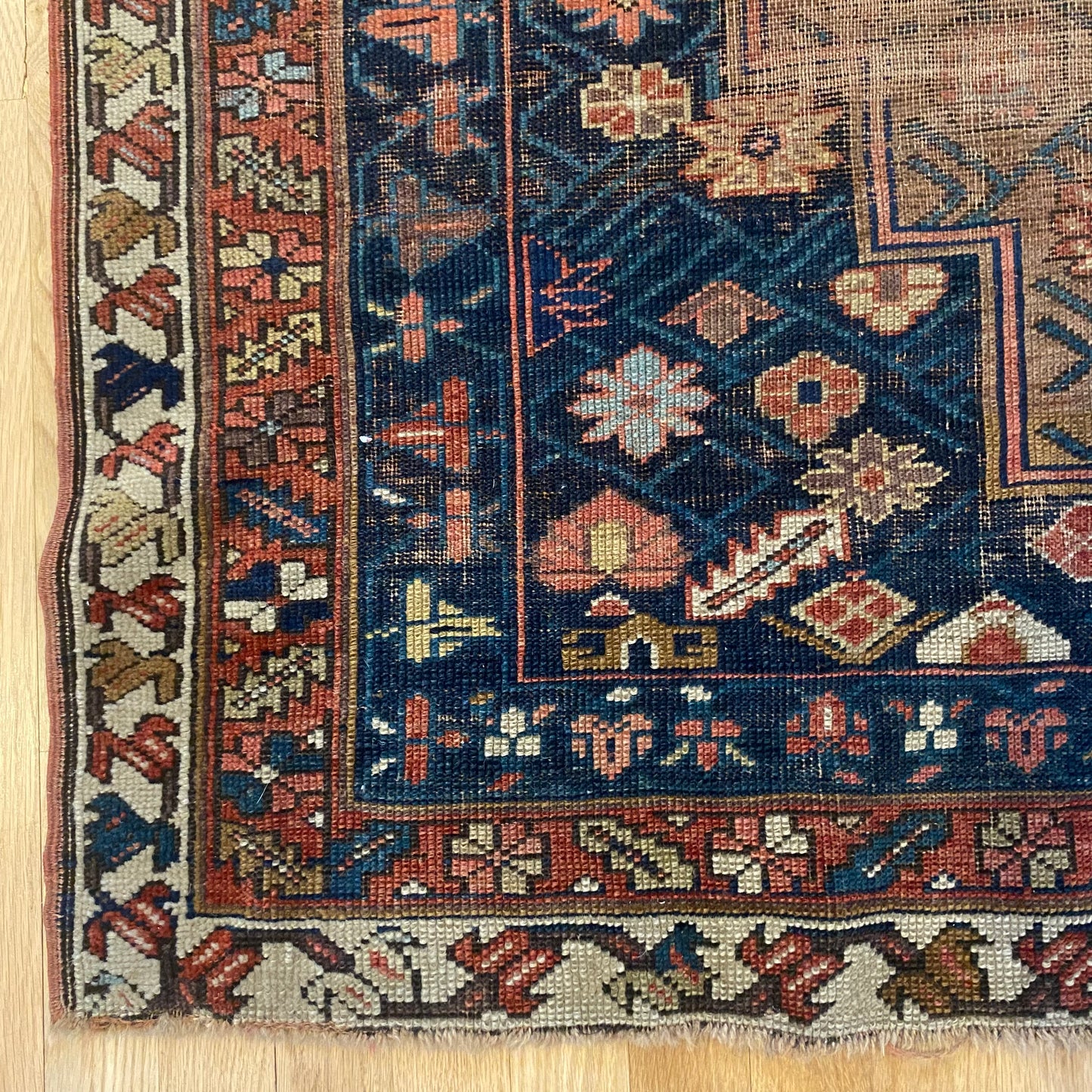Antique Rug, 4' x 5' 5 Blue