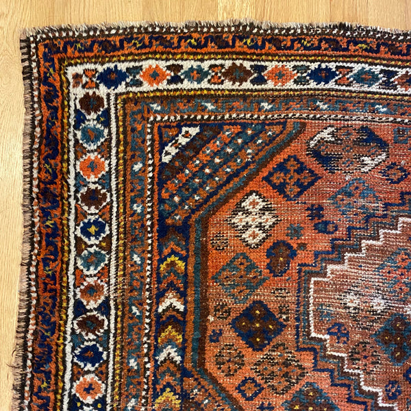 Vintage Rug, 4' x 5' 5 Orange Brown